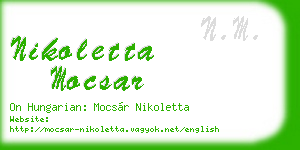 nikoletta mocsar business card